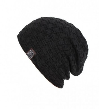 Iuway Stylish Unisex Crochet Slouchy Baggy Crease Winter Knit Beanie Cap Skull Hat - Black - C8186I9HRGQ