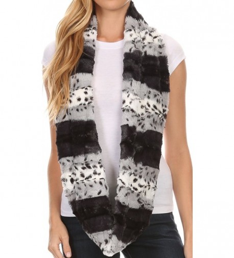 Sakkas Manula Long Wide Infinity Wrap Around Fuzzy Fur Fall Winter Classic Scarf - Grey - CQ12HHVJKRP