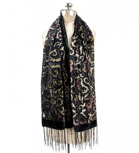 Bohomonde- Gia Scarf Silk Brocade Print Velvet Burnout Scarf with ...