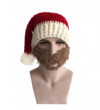 MorySong Warm Knitted Christmas Costume Hat Santa Claus Cap with Wind Mask - Red+grey - CI12NE38UZA