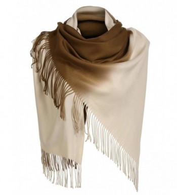 Zeagoo Cashmere Wrap Shawls with Tassel Gradient Color 72 x 203 cm/ 28.3 x 79.9 inch - Dark Brown-beige - CV187MS8ORE