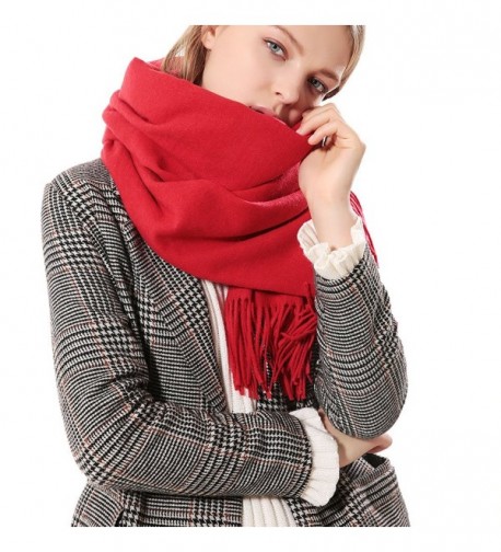 Womens Thick Soft Cashmere Wool Pashmina Shawl Wrap Scarf - Aone Warm Stole(5 Colors) - Red - C2187AK5M07