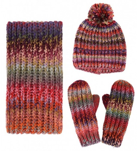 Women's Winter 3PC Cable Knit Beanie Hat Gloves&Scarf Set - Space Dye - CK186HEIN33