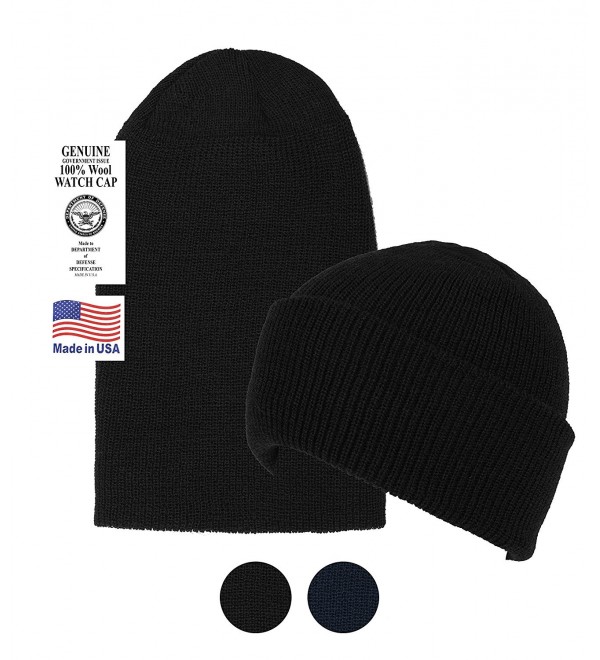 Military Style Wool Beanie Hat -Soft Warm Winter Watch Cap -Blueberry Uniforms - Black - CM187OYA8Q8