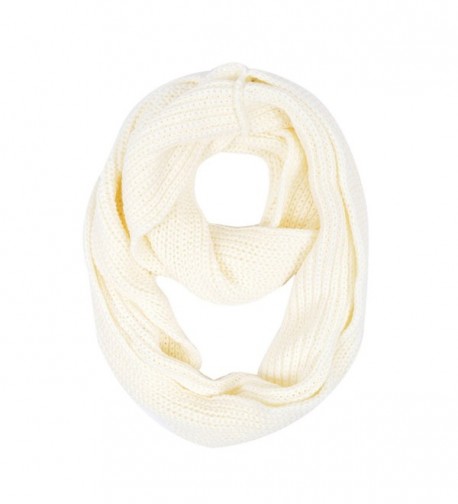 Premium Winter Solid Color Knit Infinity Loop Circle Scarf - Different Colors - Cream - C611PI80BVJ