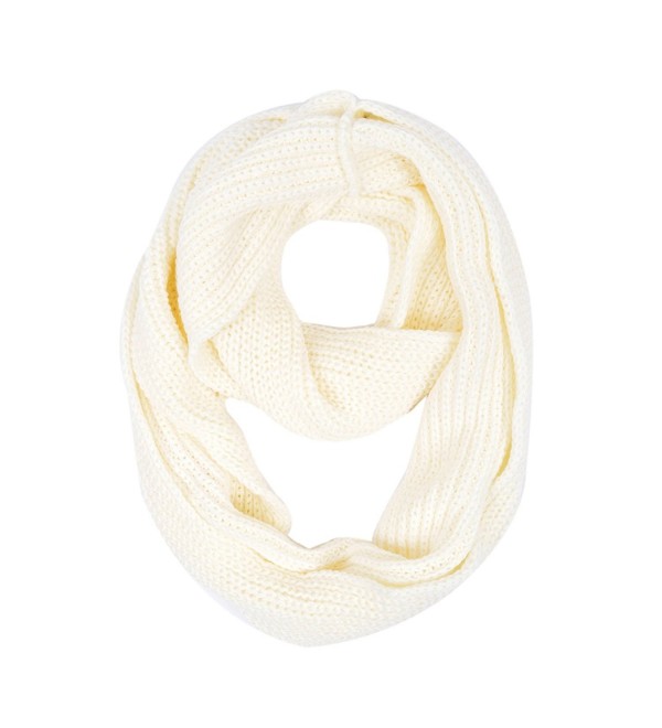 Premium Winter Solid Color Knit Infinity Loop Circle Scarf - Different Colors - Cream - C611PI80BVJ