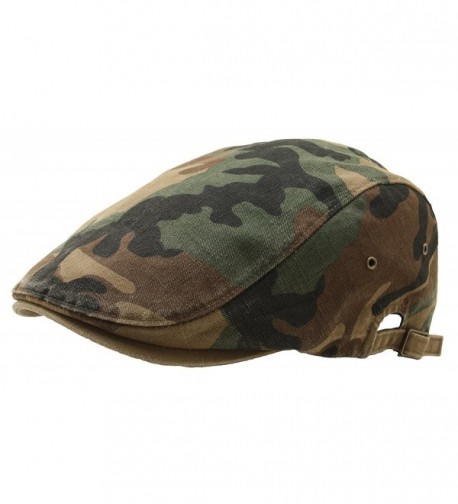 ATOBAO Camouflage Gatsby Driving Flat Cap Military Irish IVY newsboy Hunting Hat - Green - CM12MXRE8DF