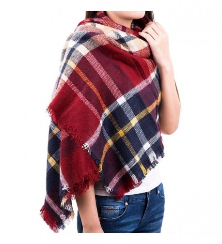 Chichitop Large Tartan Fashion Women Scarf Lovely Best Gift Scarf Wrap Shawl 59"x59" - Red - C112N8TKTVN