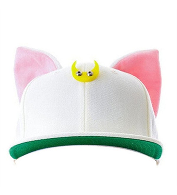 MIUNIKO Anime Sailor Moon Luna Cat Ears Hip-hop Hat Adjustable Baseball Cap Cosplay Accessories - White - CT17Z63NQRE