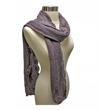 Gray Crochet Winter Scarf Rosette in Fashion Scarves