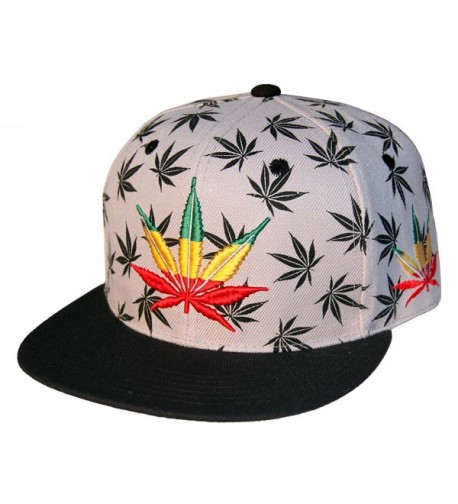 Leader of Generation Marijuana Kush Pot Leaf Weed Cannabis Embroidered Flat Bill Snapback - Grey/Black/Rasta - CJ11X1DSBOR