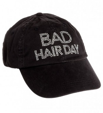 Women's Crystal Adjustable Baseball Cap Rhinestone Bling Hat (Black) - Black W/ Bad Hair Day - C011HT01FB9