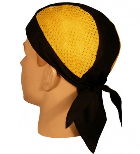 Skull Cap Biker Caps Headwraps Doo Rags - Yellow/Black Air Flow - C812ELHP10N