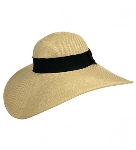 Wide Brimmed Floppy Black Ribbon in Women's Sun Hats