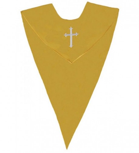 IvyRobes Unisex V Shape Solid-Colored Choir Stole with Cross - Gold - C711SZY3G5B