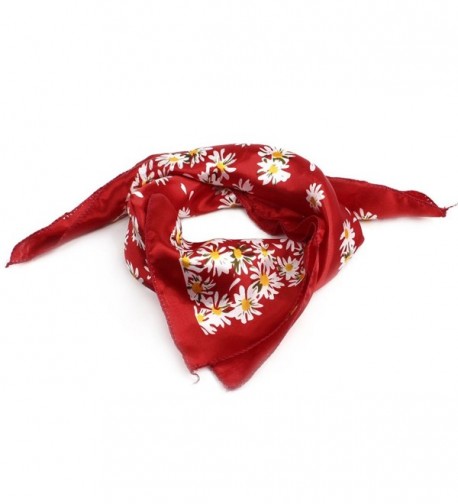 Spring Fall Flowers Print Dark Red Square Kerchief Neckercheif Neck Scarf for Ladies - Dark Red - C211FA3DB13