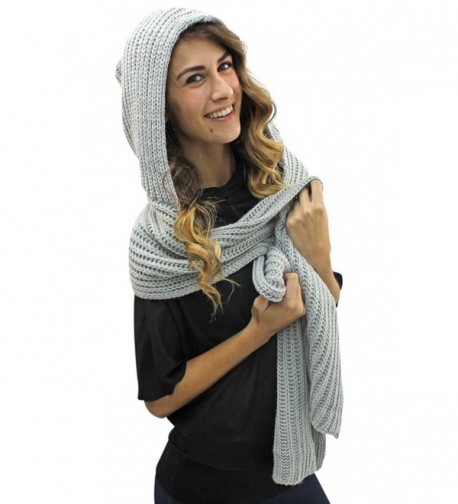Light Gray Winter Hooded Scarf in Cold Weather Scarves & Wraps