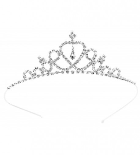 Simplicity Girls Dress up Princess Tiara Rhinestone Crown Hair Accessories - Silver - CN11JA8BCQF