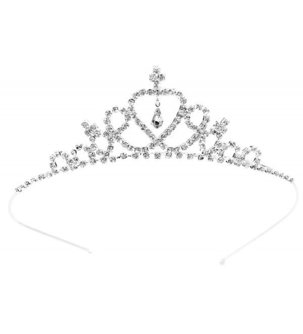 Simplicity Girls Dress up Princess Tiara Rhinestone Crown Hair Accessories - Silver - CN11JA8BCQF