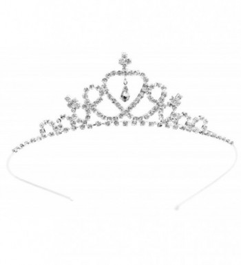 Simplicity Girls Dress up Princess Tiara Rhinestone Crown Hair Accessories - Silver - CN11JA8BCQF