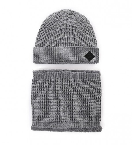 2 Piece Wool Knit Hat & Scarf Sets Fleece Lined Beanies Neck Gaiter Winter SIGGI - 89221a_grey - CG186R6ZD9U