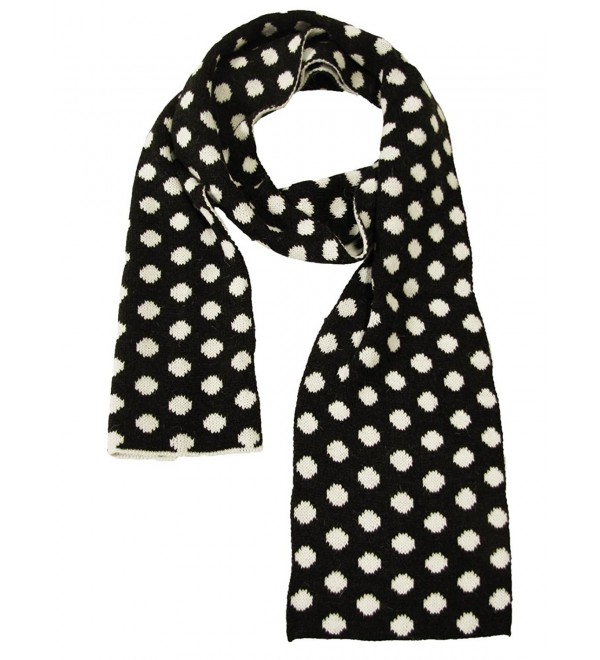 Couver Womens Ladies Dots Long Warm Winter Reversible Scarves - Black / White - CO11TBB91ND