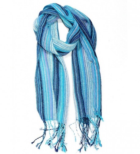 Gamboa Warm Alpaca Scarf - Striped Design - Turquoise Tones - CN125SZHOY3
