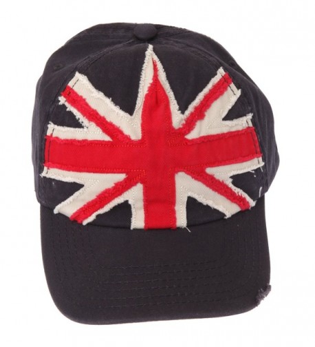 GB Union Jack Distressed Baseball Cap With Adjustable Strap - Navy - CH110SC42TR