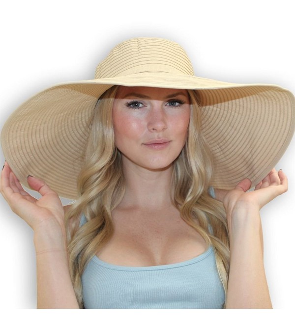 7" Crushable Ribbon Braid Sun Hat (Beige) - CJ112BU69BD