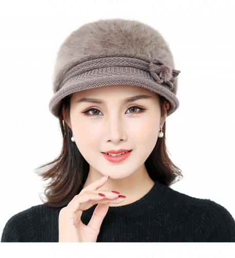 YI HENG MEI Beanie Hats with Visor Cute Wool Cap Warm Headwear Chemo Cancer Cap for Winter - Khaki - CR189567KHC