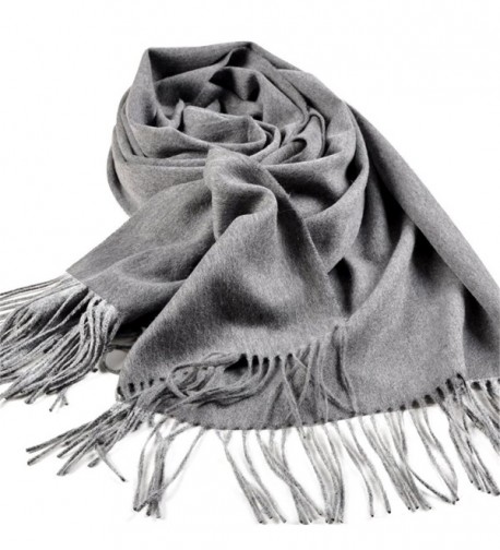 Sherry007 Women's Extra Large 78"x27" Cashmere Wool Blend Tassels Winter Blanket Scarf Shawl Wrap - Grey - CJ12KHFQ5SP