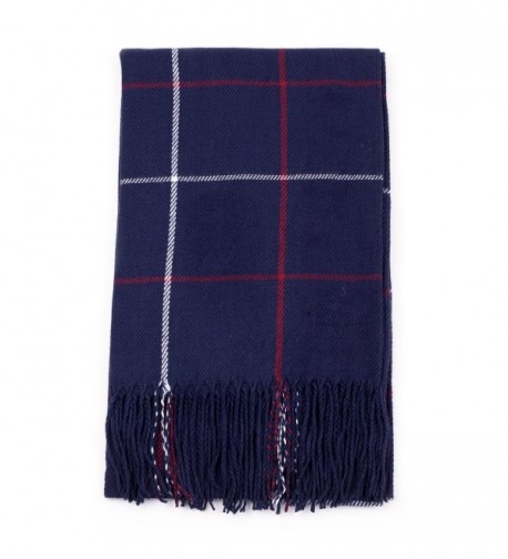 Cashmere Feel Scarf Plaid Wrap Shawl Blanket Navy CT187MGI3X5