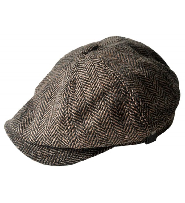 MINAKOLIFE Mens Vintage Style 'Shelby' Cloth Cap Hat Twill Cabbie Hat newsboy - Brown - CD12DNKWT2R