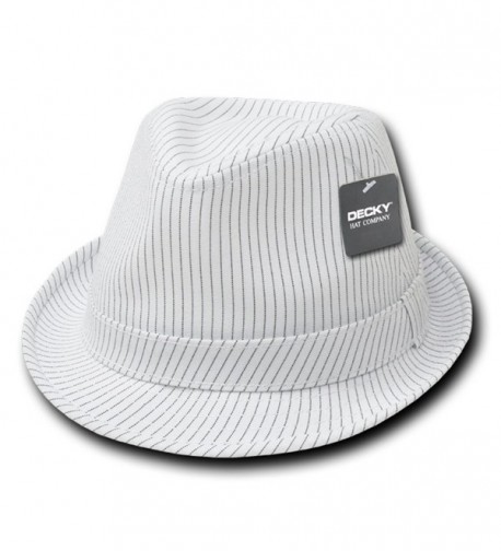 Classic Poly Woven Pinstripe Fedora Hat with Hat Bands - White/White - CP12NSB9BAX