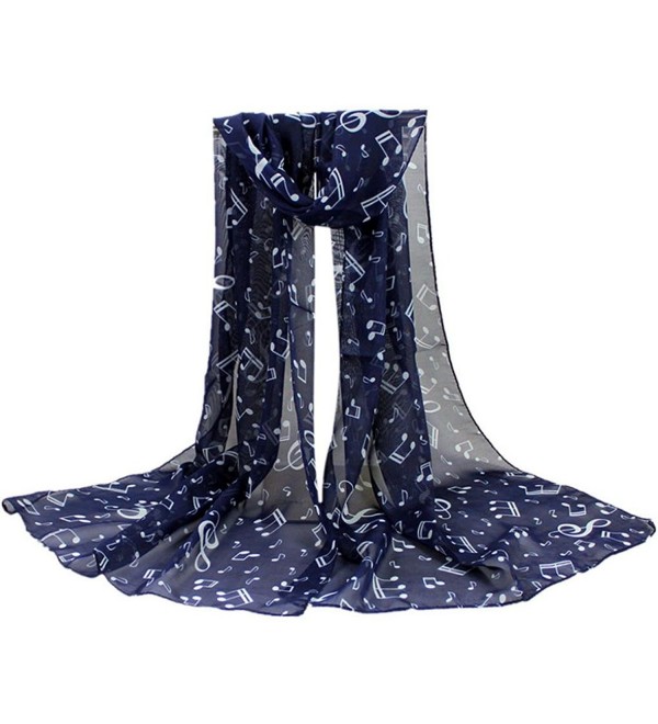 Women's Chiffon Scarf Soft Musical Notes Neck Shawl Muffler Scarves ...