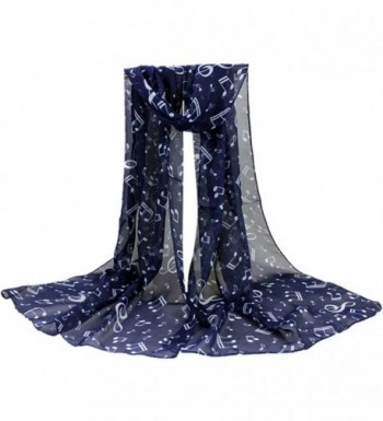 Women's Chiffon Scarf - Cityofli Soft Musical Notes Neck Shawl Muffler Scarves - Navy - CU185W33OID