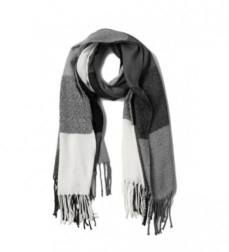 Women's Winter Scarf Tassel Plaid Scarf Warm Soft Large Blanket Wrap Shawl Scarves - A-black - CH1888OILH3