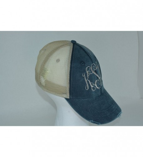 Marys Monograms Monogrammed Distressed Trucker in Women's Baseball Caps