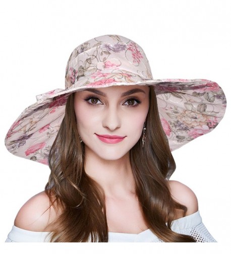 AOMUU Women Summer Sun Hat Outdoor Foldable Wide Brim Beach Cap - Pink Beach Hat - CT183YK42MD
