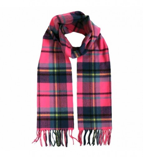 Pink & Blue Cashmere Feel Long Unisex Plaid Scarf - CL116QXMHF3