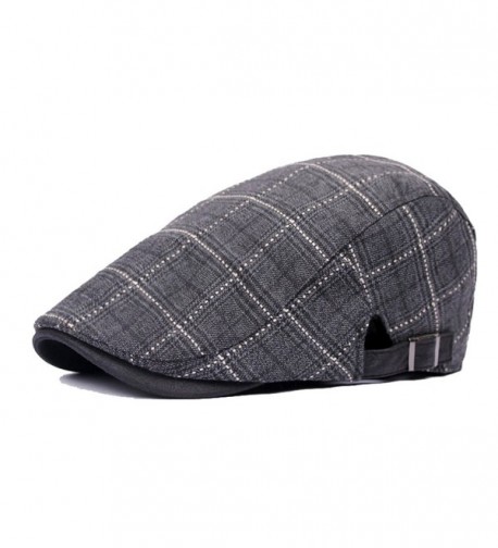 Cotton Flat Plaid Newsboy Hats Ivy Irish Gatsby Cap Black CE12KB5FIUH