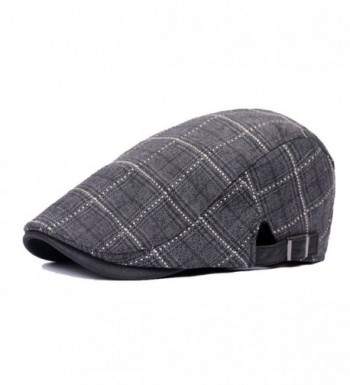 Idopy Cotton Flat Plaid Newsboy Hats Ivy Irish Gatsby Cap - Black - CE12KB5FIUH