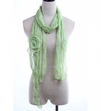 YYSTAR Women's Sweet Small Lightweight Lace Trim Knitted Neck Scarf - Light Green - CF11W4CGT9P