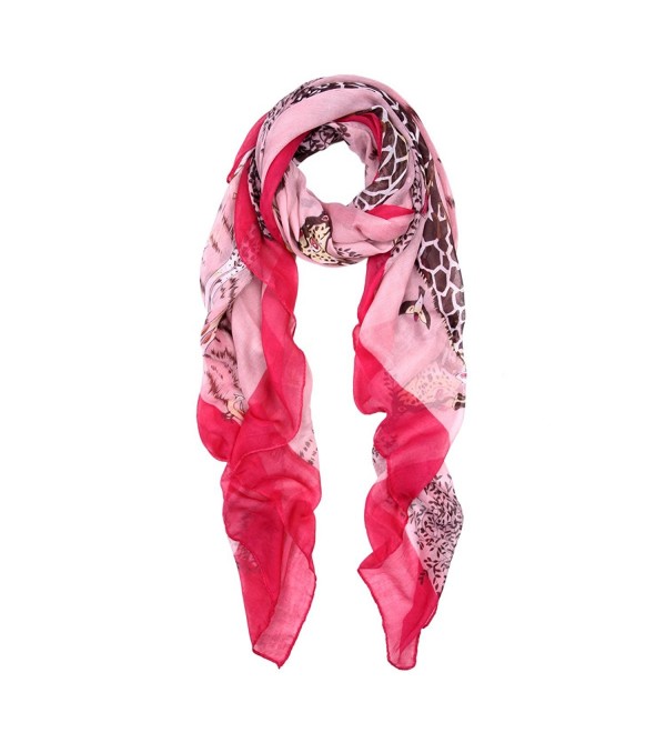 Premium Giraffe Animal Print Graphic Scarf - 2 Colors Avail (Black/White- Pink) - Pink - CE11GENYOVP