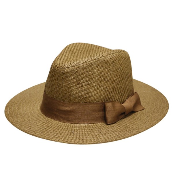 Pamoa Unisex Pms470 Solid Wide Brim Straw Fedora (4 Colors) Brown ...