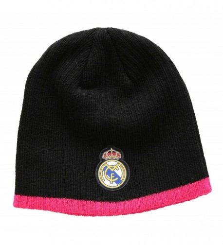 Real Madrid FC Football Soccer Men's Beanie Hat - Black/pink - C811PMFPB8L