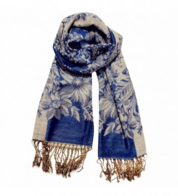 Women's Fashion Long Reversible 100% Pashmina Shawl Winter Warm Large Scarf - Navy Blue - CP12L19M0FD