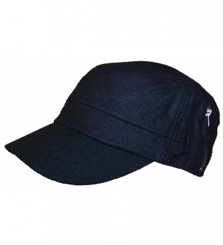 David & Young Mens Elastafit Faux Wool Summer Cadet Hat With Zipper (XL) - Black - CM12MPOIEPD