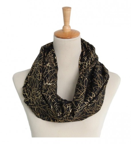 Trelemek Women's Soft Lightweight Gorgeous Firework Printed Infinity Scarf - Black - CW183ESOX5U