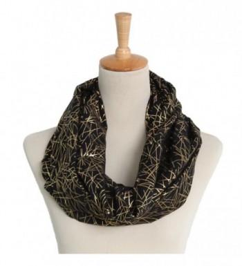 Trelemek Women's Soft Lightweight Gorgeous Firework Printed Infinity Scarf - Black - CW183ESOX5U